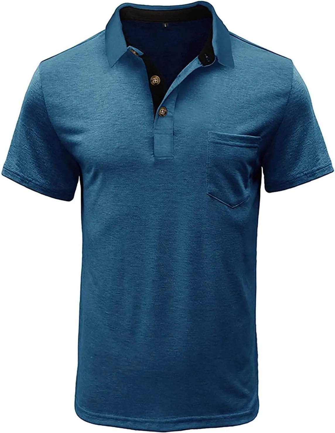 Men's Polo Shirts Casual Golf Short Sleeve Henley Shirts Button Down Solid Color Tees Classic Fit Tops with Pocket