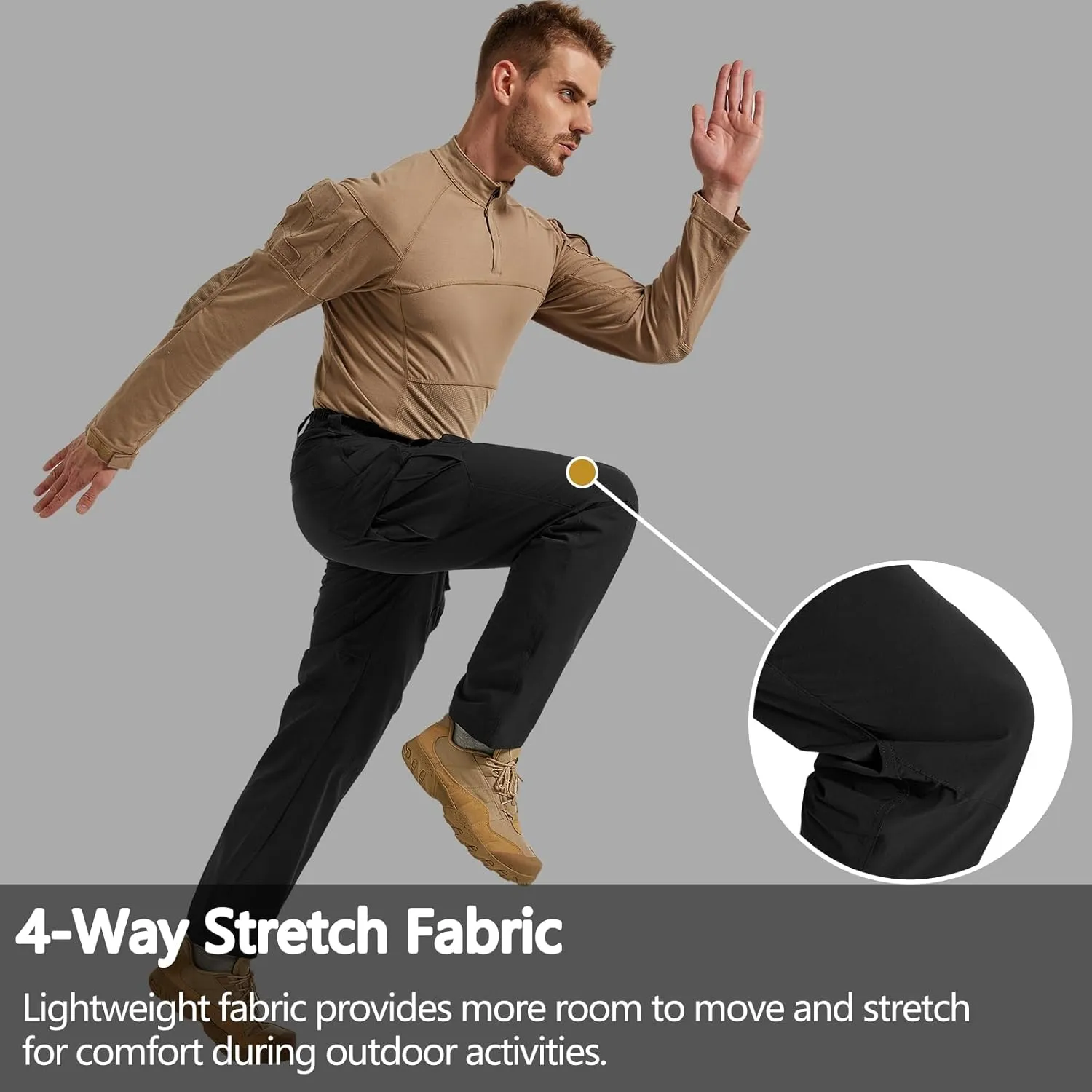 Men's Quick Dry Cargo Pants Water Resistant Tactical Pants Lightweight Stretch Outdoor Work Hiking Pants