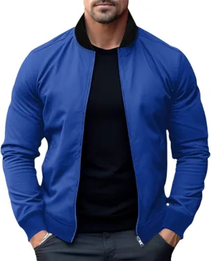 Men's Slim Fit Bomber Jackets Full Zip Lightweight Sportswear Jacket Casual Bomber Jacket Windbreaker for Men
