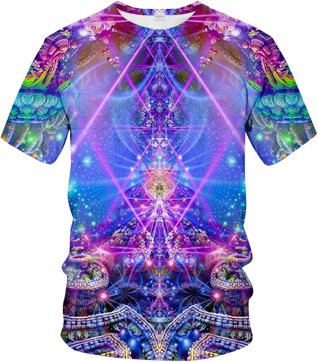 Novelty Mens Crew Neck Print Tee 3D Abstract Art Trippy T-Shirt