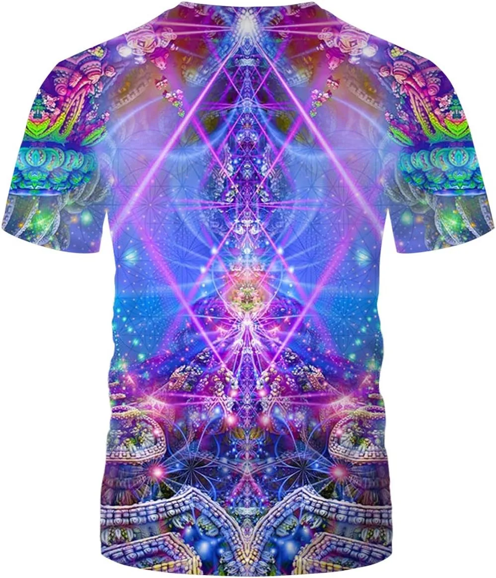 Novelty Mens Crew Neck Print Tee 3D Abstract Art Trippy T-Shirt
