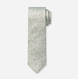 Olymp- Silk Floral Tie, Pastel Green (Putty)