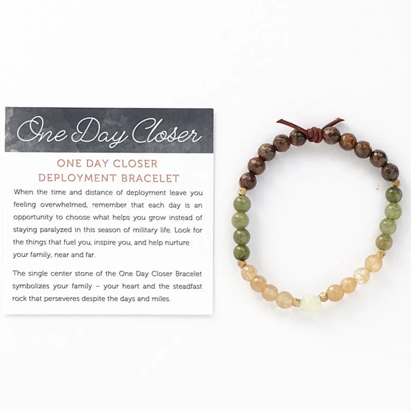 One Day Closer Mini Bracelet - Green | Military Deployment Bracelet