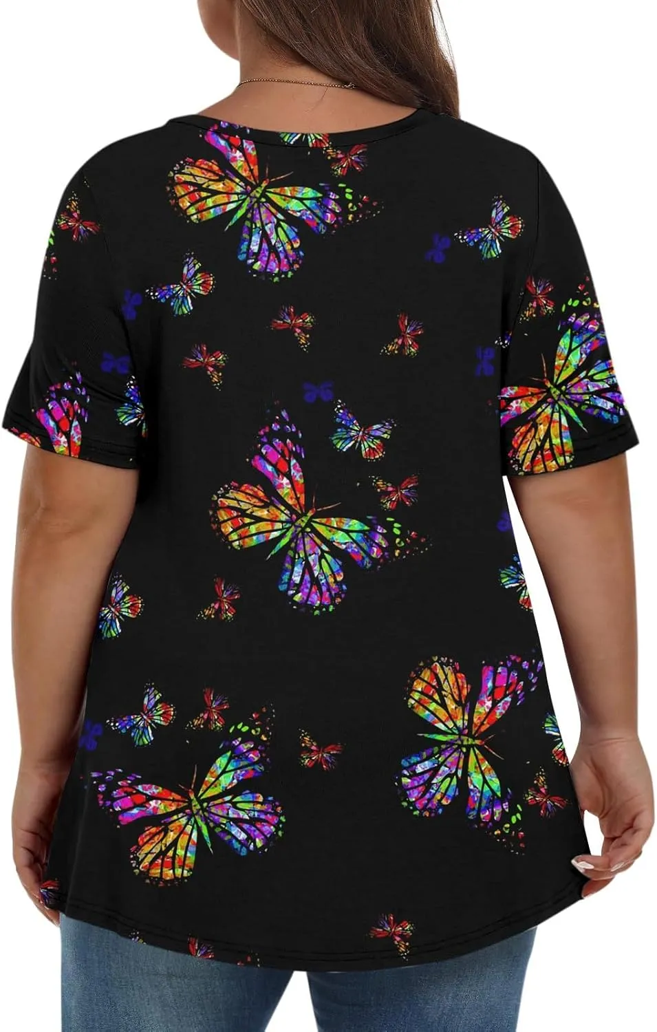 Plus Size Summer Tops Shorts Sleeve Work Shirts For Women Tops V Neck Basic Tee Tunic Oversized Blouses Comfy Clothes