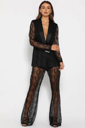 Primavera black lace trousers