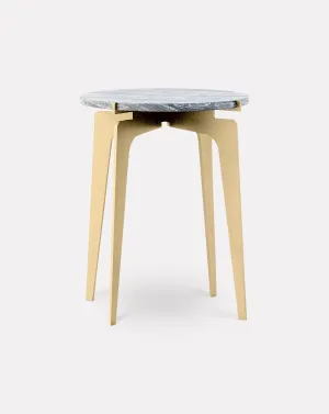 Prong Wave Marble and Brass Side Table