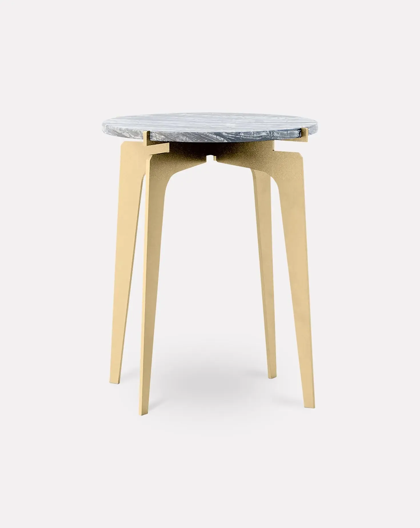 Prong Wave Marble and Brass Side Table