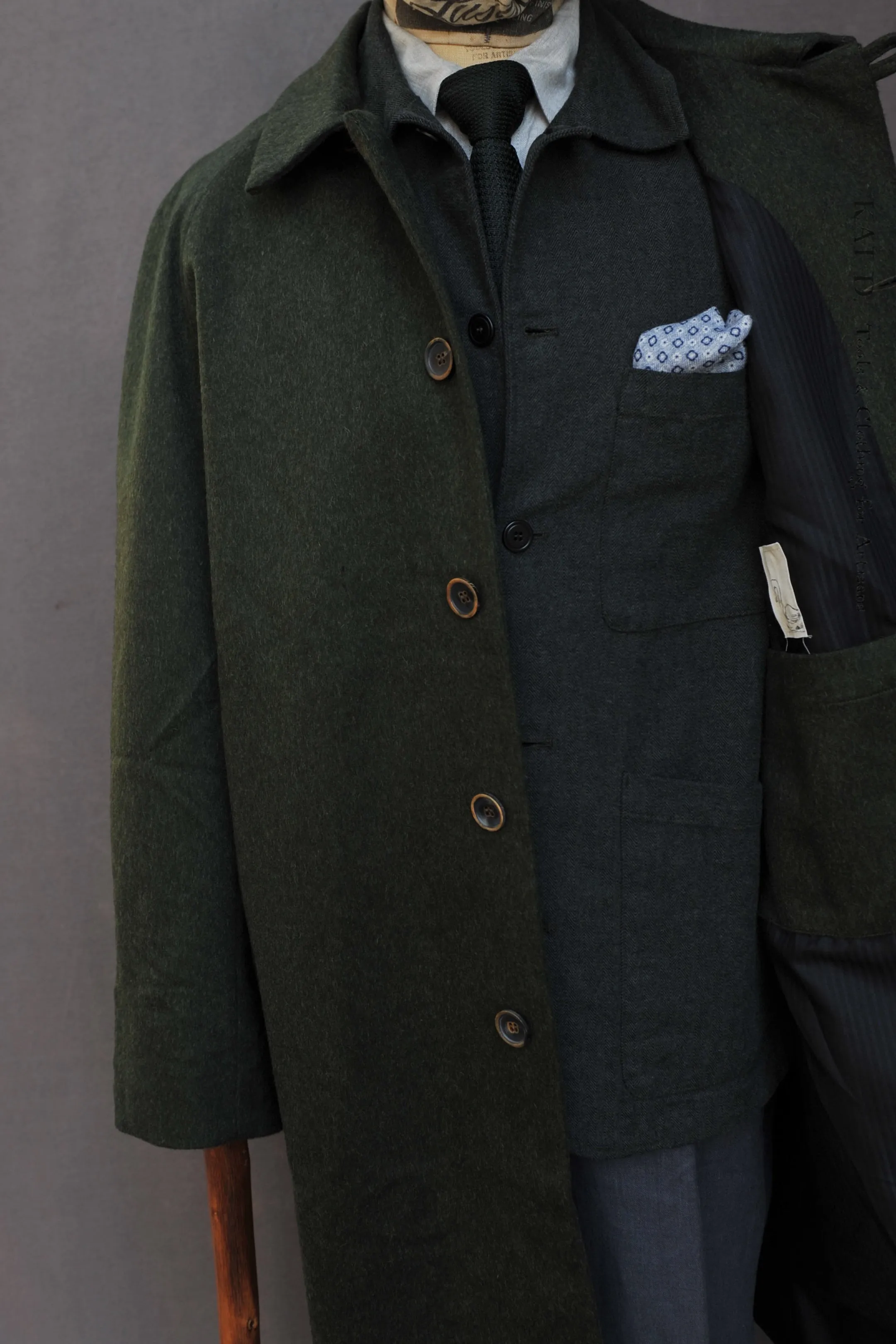 Raglan Sleeve A Coat - Deep Loden Green - M (Oversized)