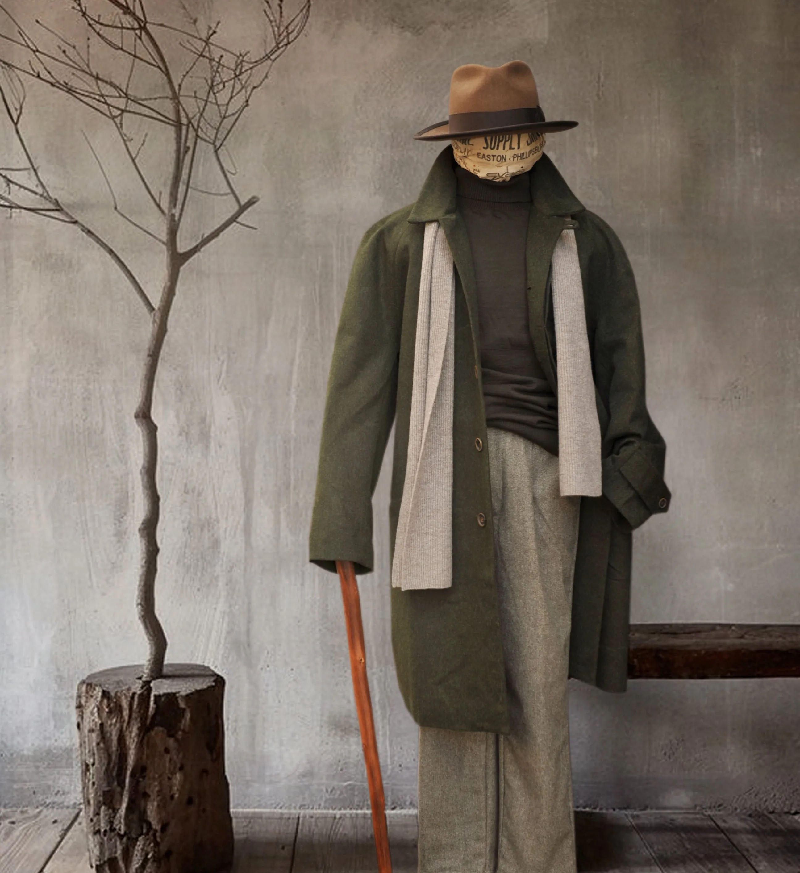 Raglan Sleeve A Coat - Deep Loden Green - M (Oversized)