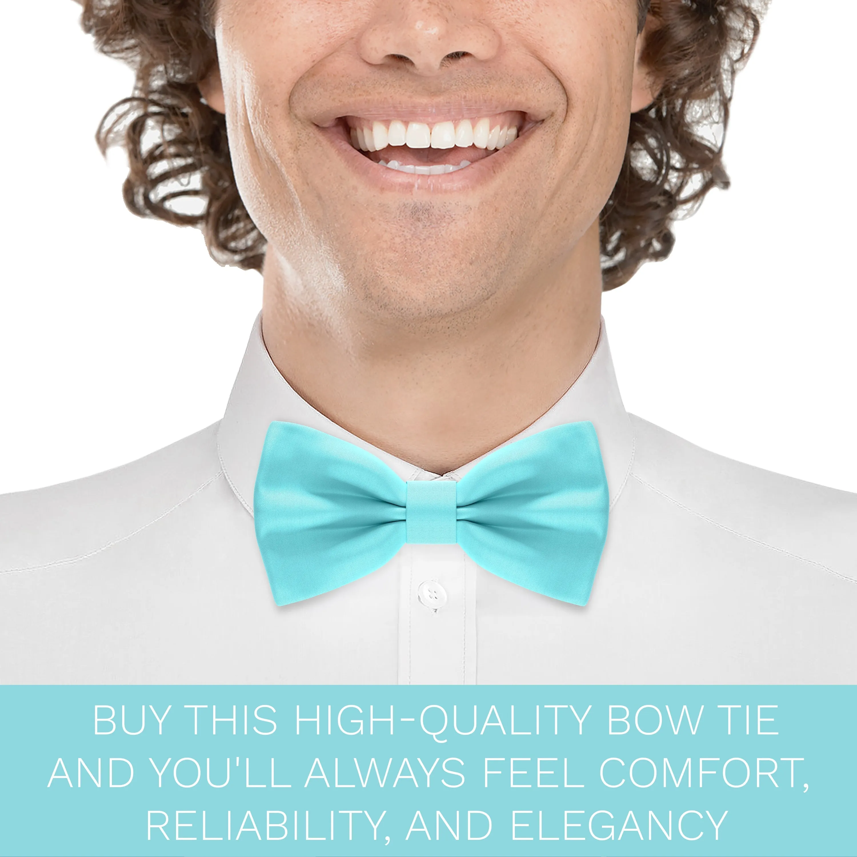 Satin Turquoise Bow Tie