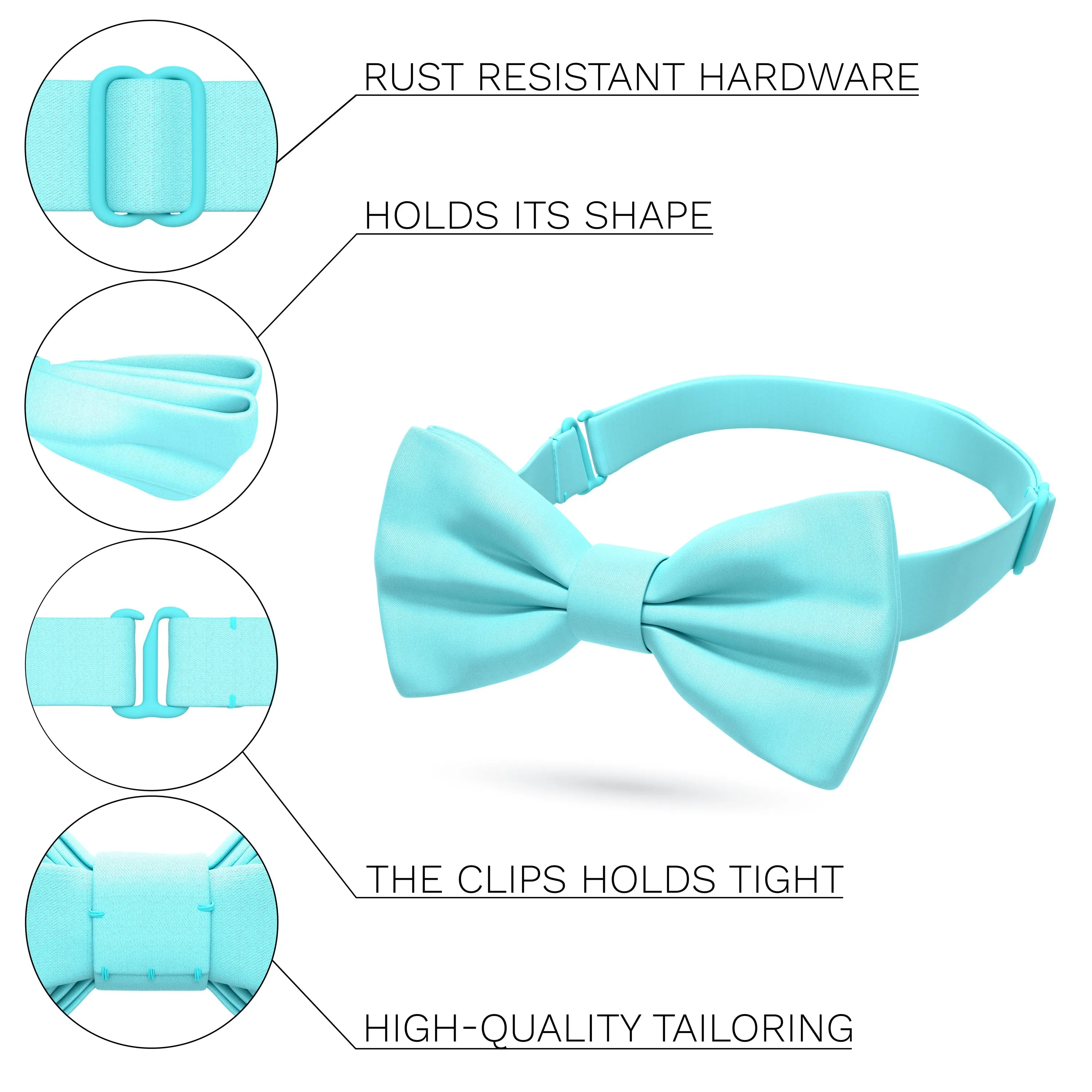 Satin Turquoise Bow Tie