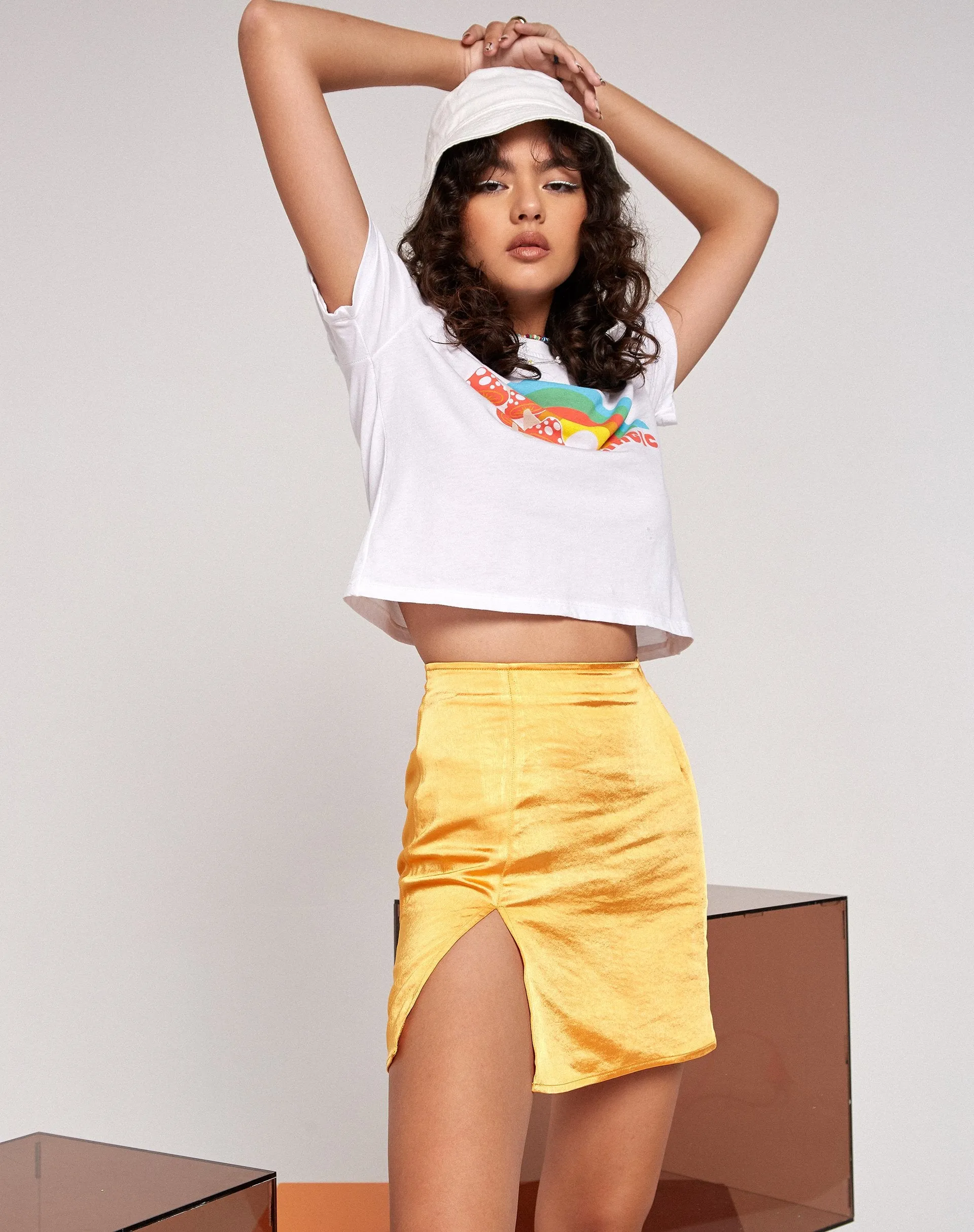 Shrunk Tee in White Magic Rainbow Mushroom