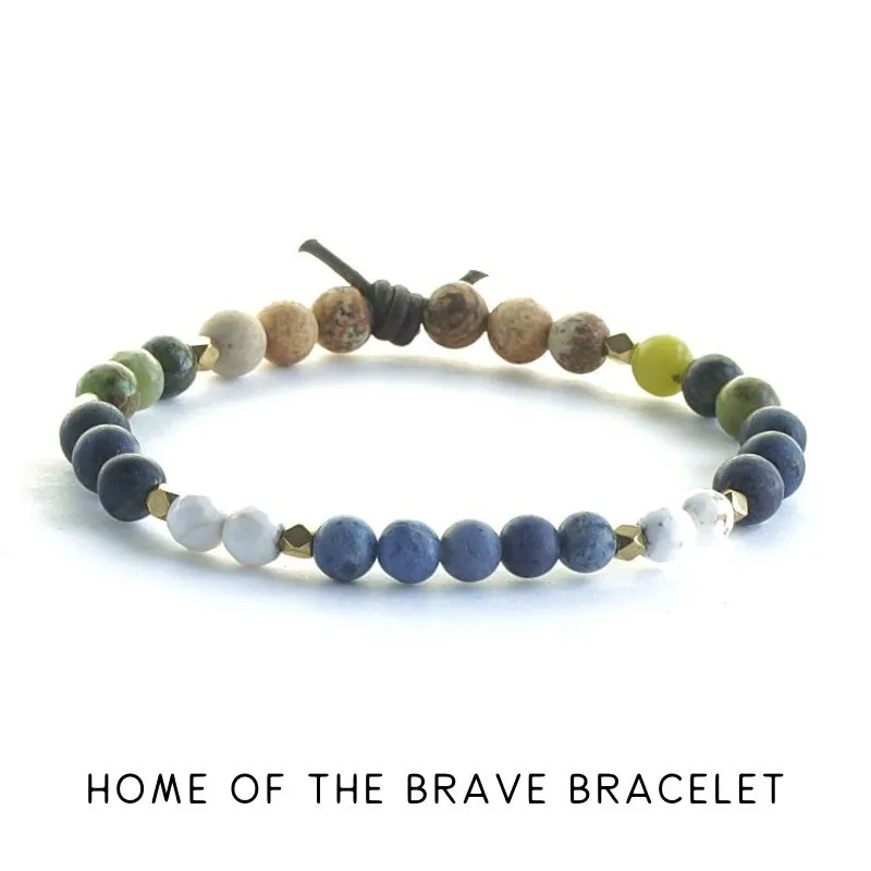 Stack of Two Military Bracelets | Home of the Brave   Courage