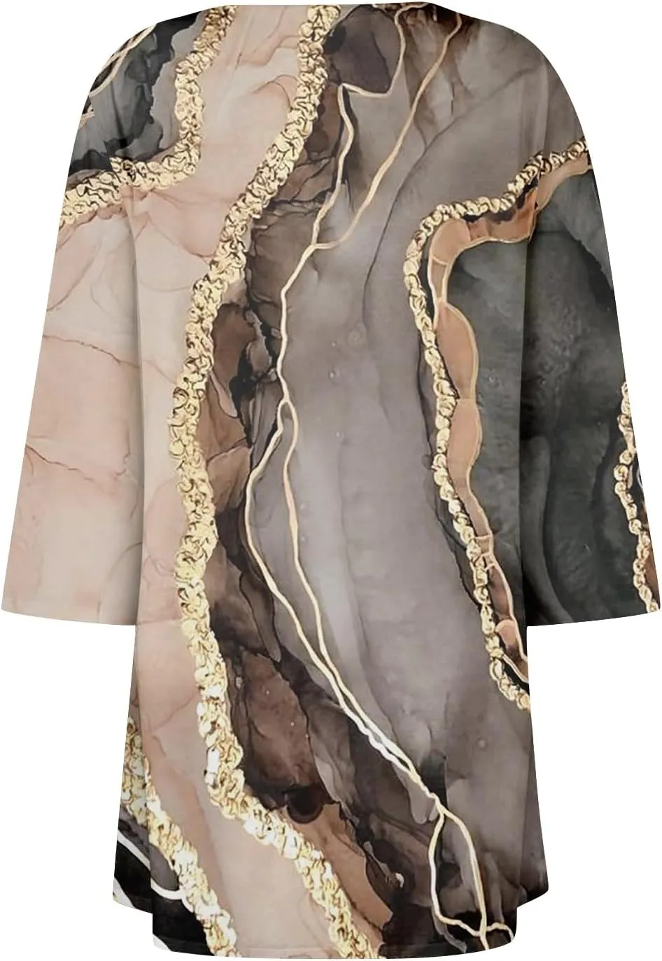 Summer Cardigan Irregular Hem Womens 3/4 Sleeve Summer Tops with Pocket Gradient Print Half Sleeve Jacket S-5XL &