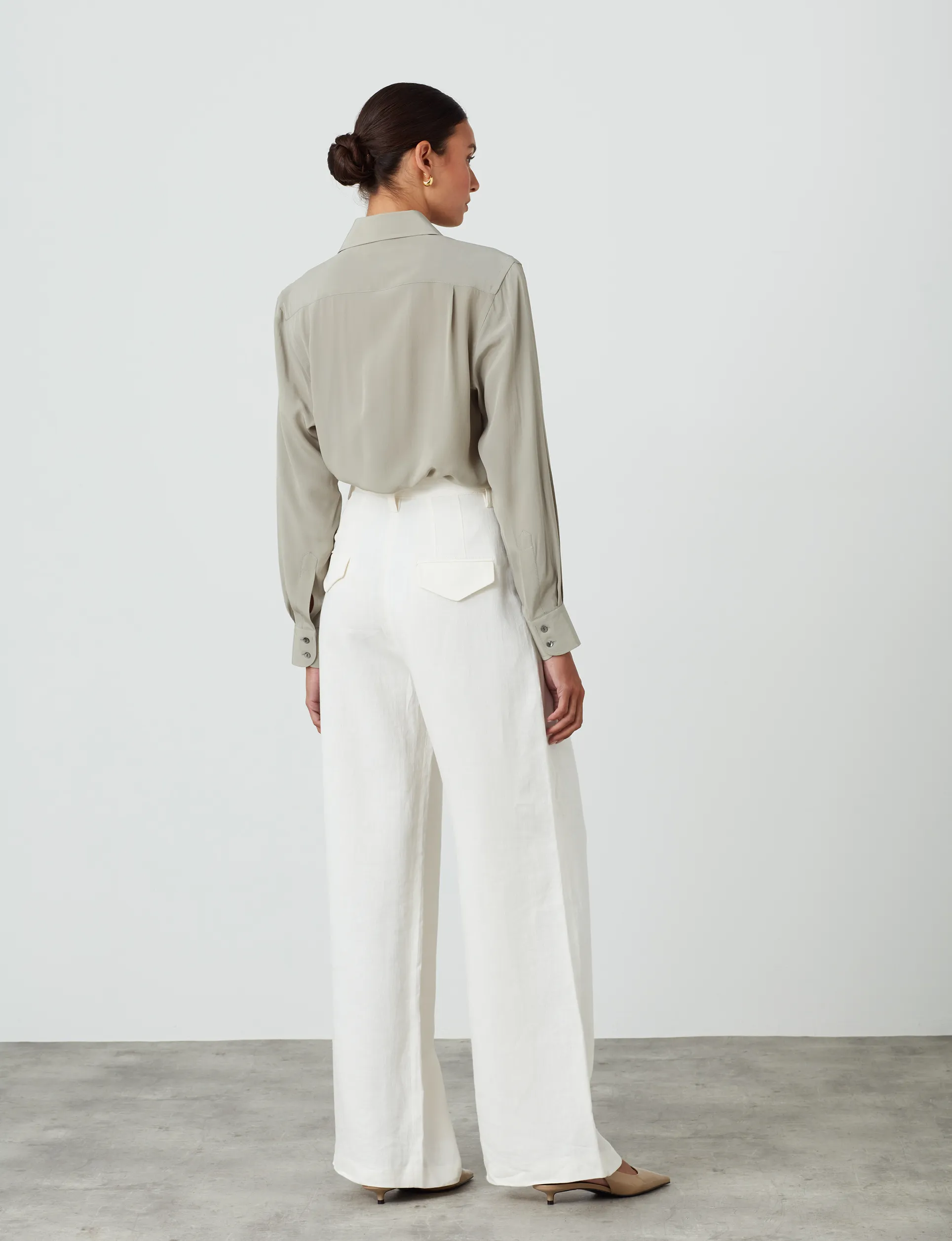 The Boyfriend: Silk Crepe de Chine, Sage
