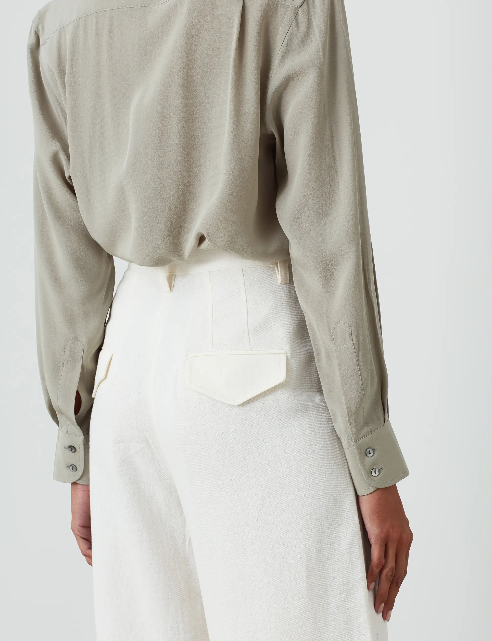 The Boyfriend: Silk Crepe de Chine, Sage