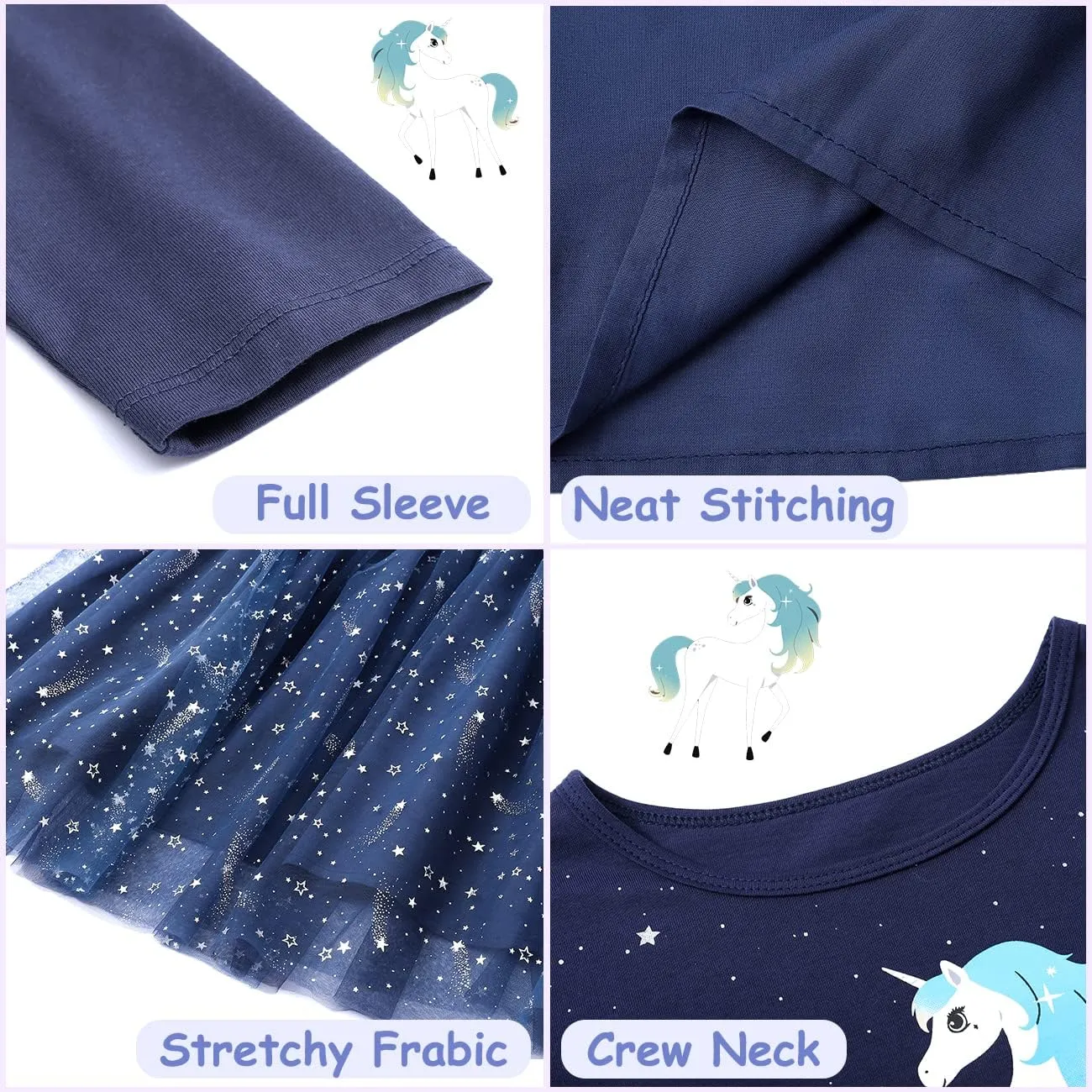 VASCHY Cute Girls Casual Autumn Spring Long-Sleeve Outfit, Toddler/Big Kid Girls Clothing Size 3-10T