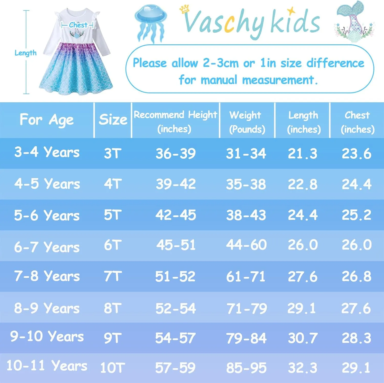 VASCHY Cute Girls Casual Autumn Spring Long-Sleeve Outfit, Toddler/Big Kid Girls Clothing Size 3-10T