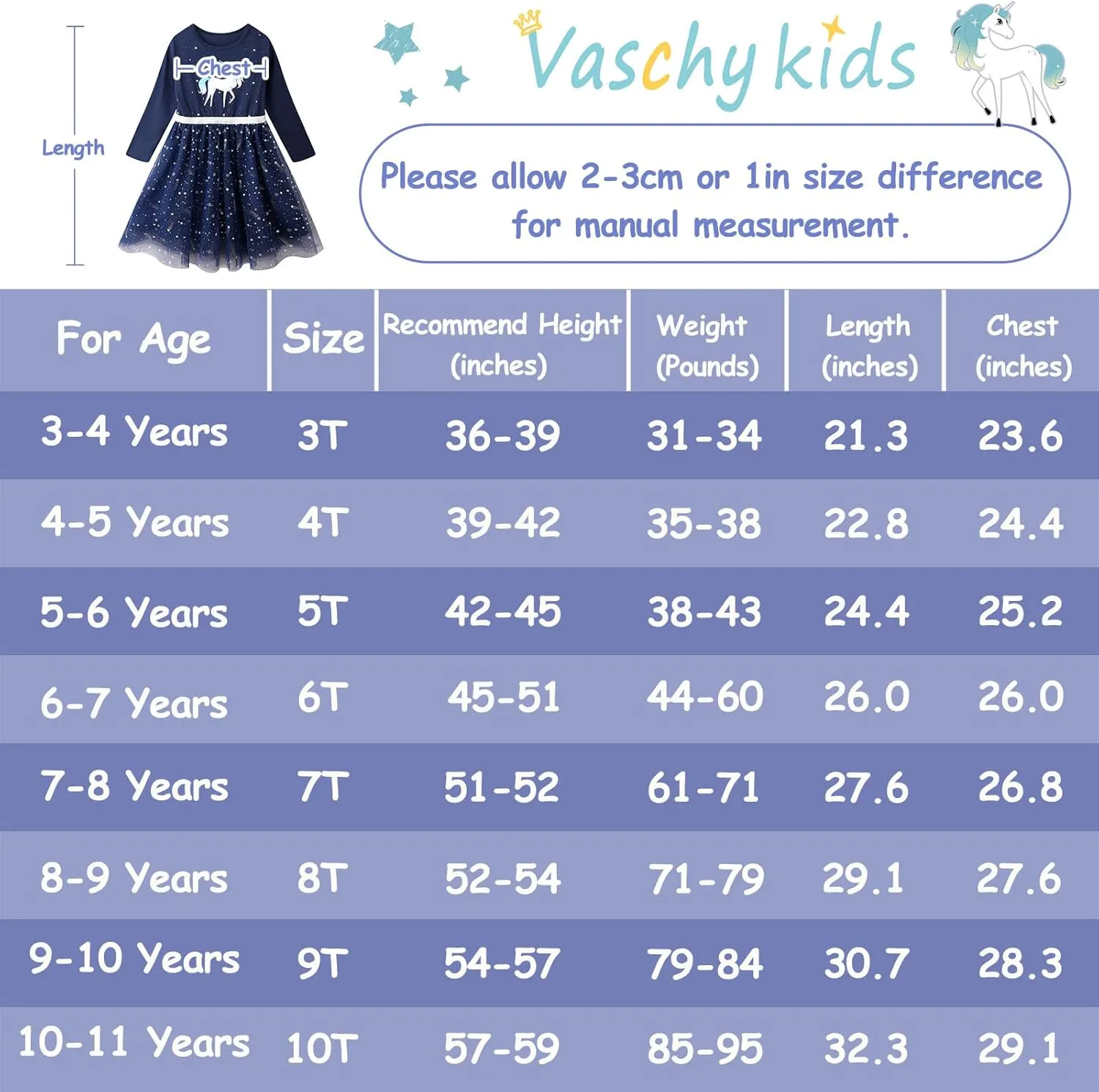VASCHY Cute Girls Casual Autumn Spring Long-Sleeve Outfit, Toddler/Big Kid Girls Clothing Size 3-10T