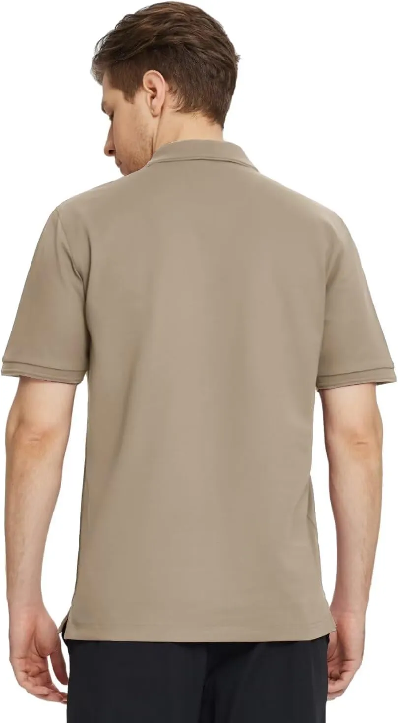 VEBOON Mens V Neck Polo Shirts Short Sleeve Lightweight Business Collared Shirts Performance Golf Polo Shirts for Men