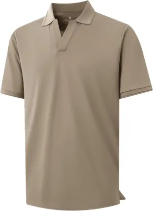 VEBOON Mens V Neck Polo Shirts Short Sleeve Lightweight Business Collared Shirts Performance Golf Polo Shirts for Men