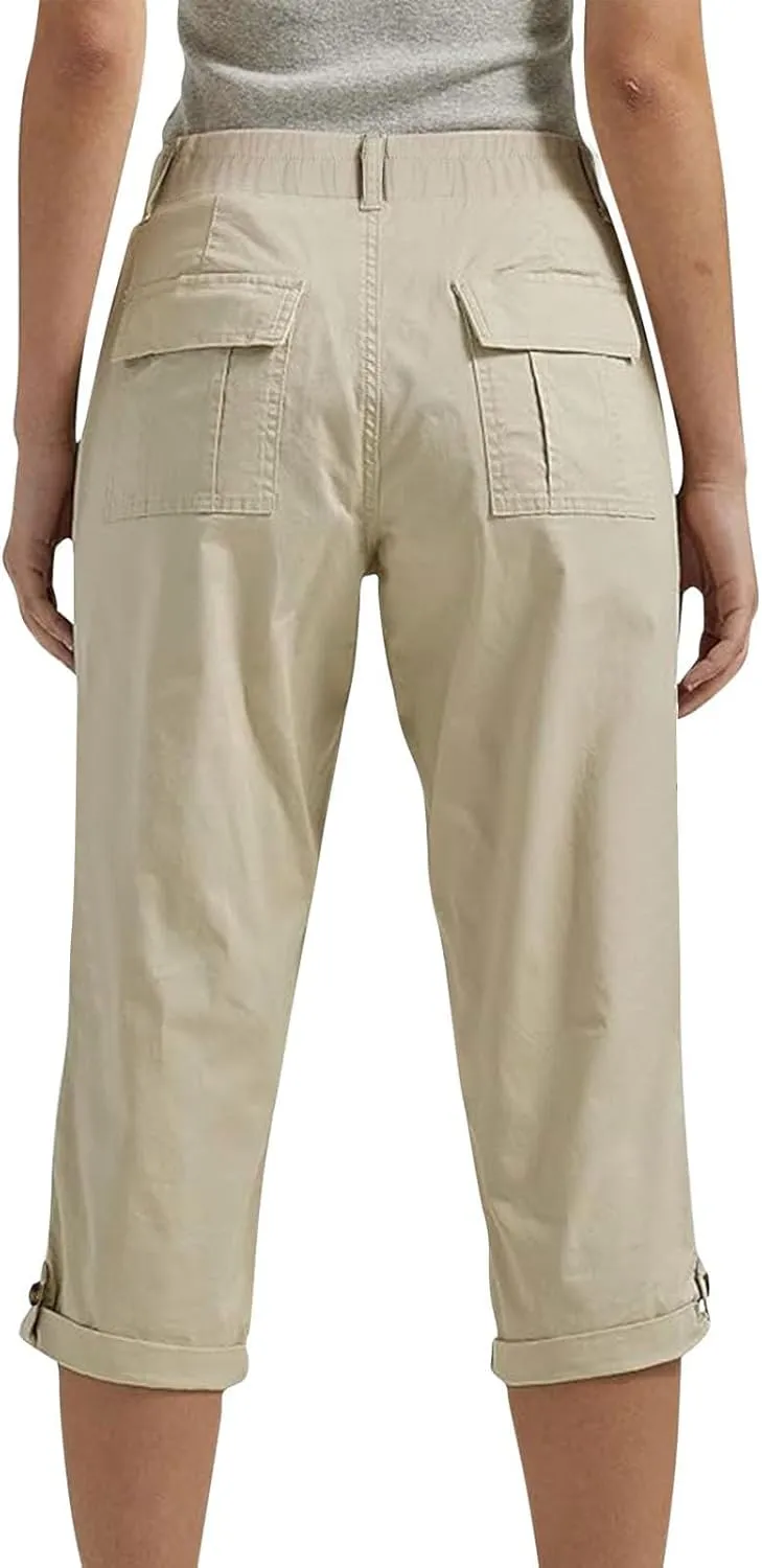 Womens Capris with Pockets Stretch Lightweight Casual Cargo Pants Rolled Hem Summer Cropped Trousers Outdoor Clothes
