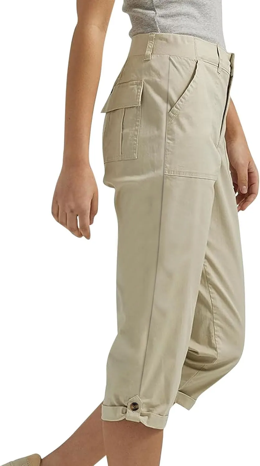 Womens Capris with Pockets Stretch Lightweight Casual Cargo Pants Rolled Hem Summer Cropped Trousers Outdoor Clothes