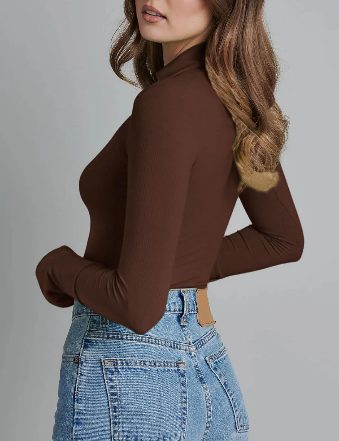 Womens Long Sleeve Square Neck Shirts Ribbed Knit Fitted Tight Tops Cute Undershirt Blouses