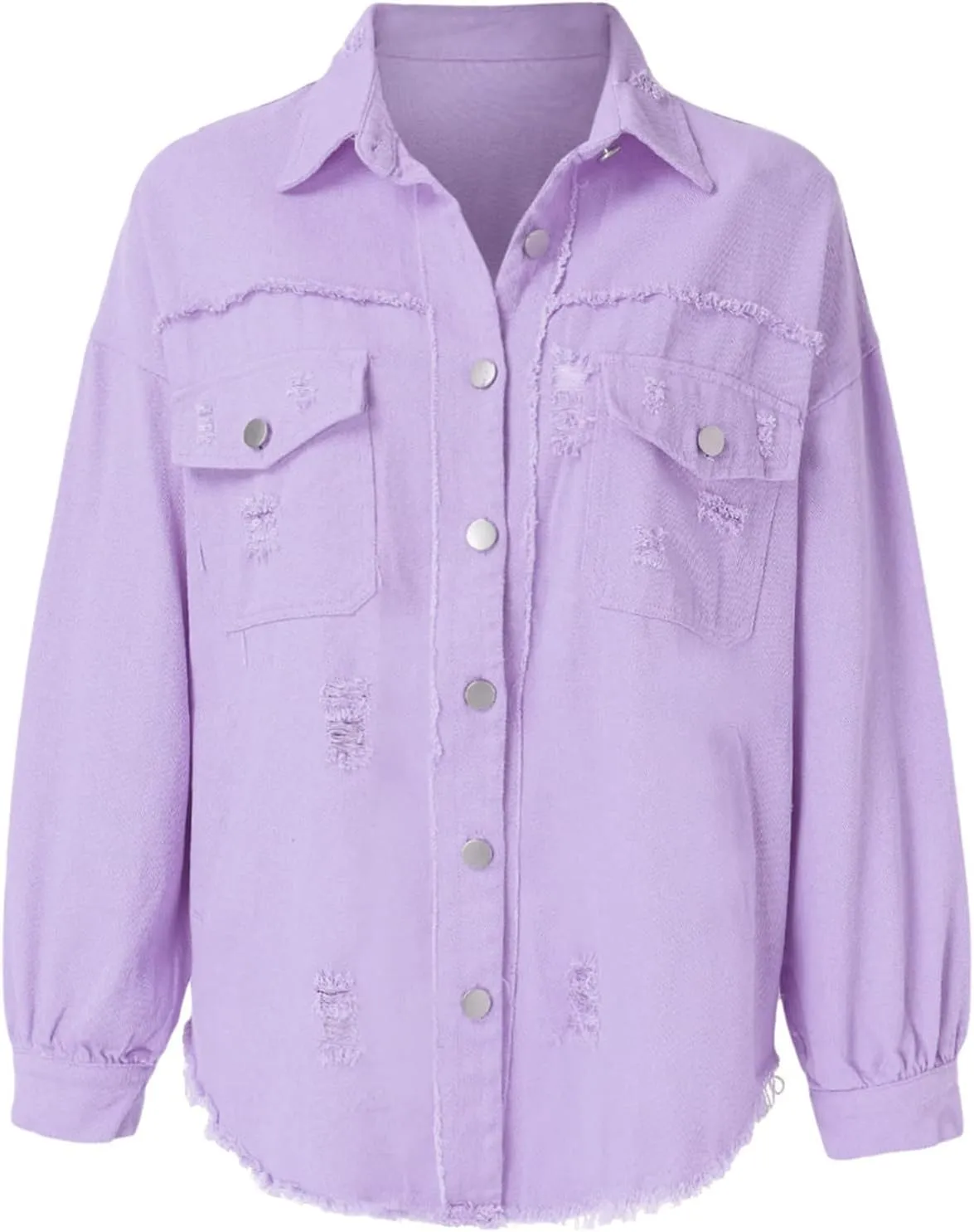 Women's Oversized Botton up Denim Jackets Classic Fit Crop Jean Jacket Stretch Casual Coat with Pockets Teen Girls